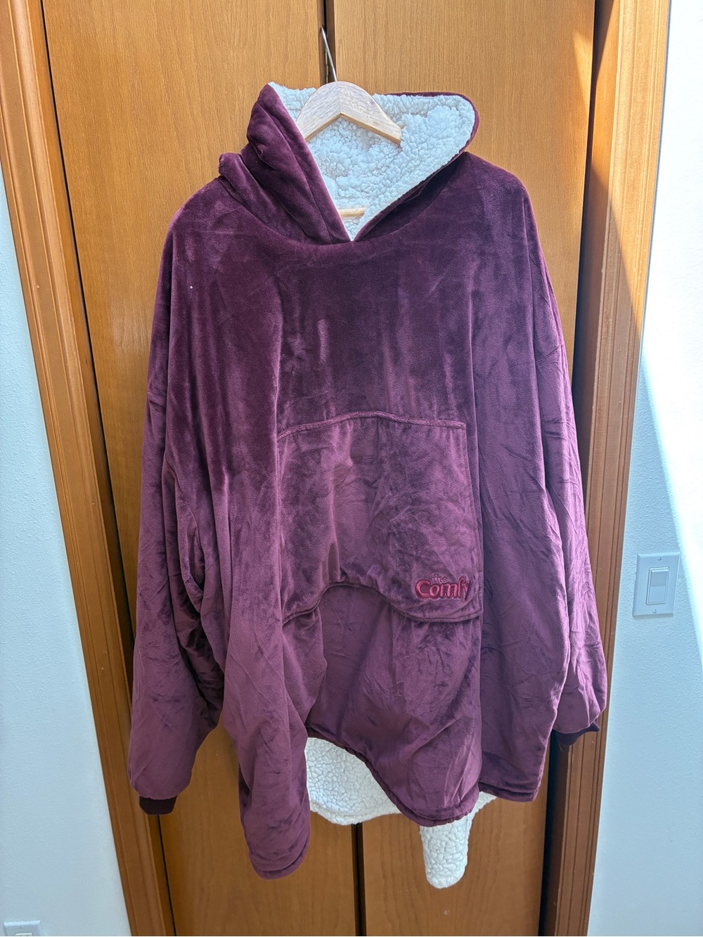 The Comfy! Cozy Oversized, Sherpa-Lined Hoodie - Plum